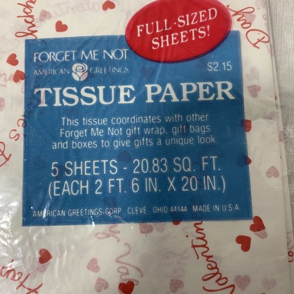 Valentines Day Red/White Hearts Gift Tissue Paper/ - Picture 3 of 7